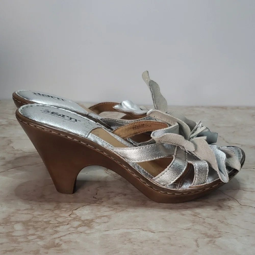 Born Women's Metallic Silver Heels